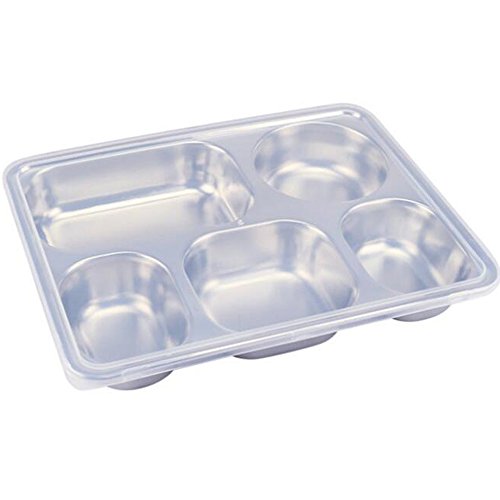 Caja de almuerzo, aiyoo 304 Acero inoxidable alimentos contenedor de almacenamiento, 5 compartimiento Bento cajas para estudiantes adultos niños Picnic,dividido bandeja de alimentos con tapa