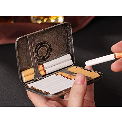 Caja de Cigarrillos de Acero Inoxidable Regalos creativos para Hombres El Tenedor de Cigarrillos de Metal Puede Contener 16,Color1,9.45X6.9X1.96CM