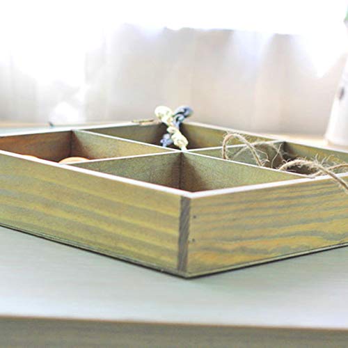 Caja de colección de Joyas con impresión de Vidrio de Cuatro celosías Caja de Almacenamiento abatible Antigua de Madera Maciza (Color Madera) Jasnyfall