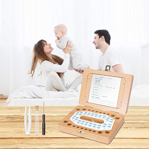 Caja de dientes para bebés – Uiter caja de madera rectangular para dientes hecha a mano, resistente y segura para niñas y niños (Bolsa de almacenamientos y otros accesorios totalmente gratis)