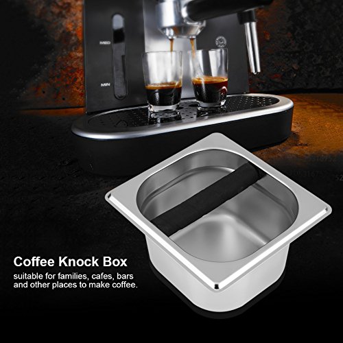 Caja de Golpe de Café,Asixx,Caja de Residuos de Café,de Acero Inoxidable,Para La Máquina de Café Doméstica Y Profesional,Plata(S)