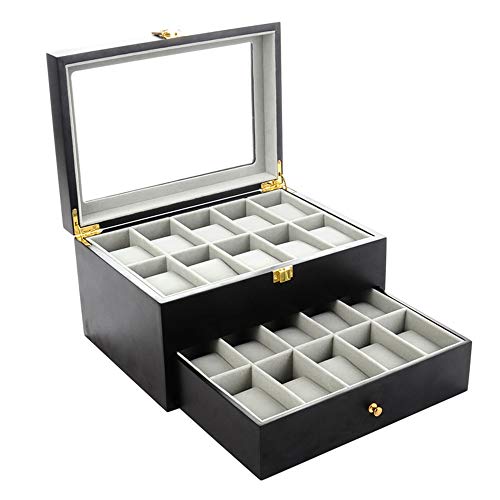 Caja de reloj La tapa de vidrio de 20 Pulsera bandeja relojes de pulsera pulsera de la joyería del sostenedor del Colecciones caja de reloj exhibición de la joyería caja de almacenamiento para colecci