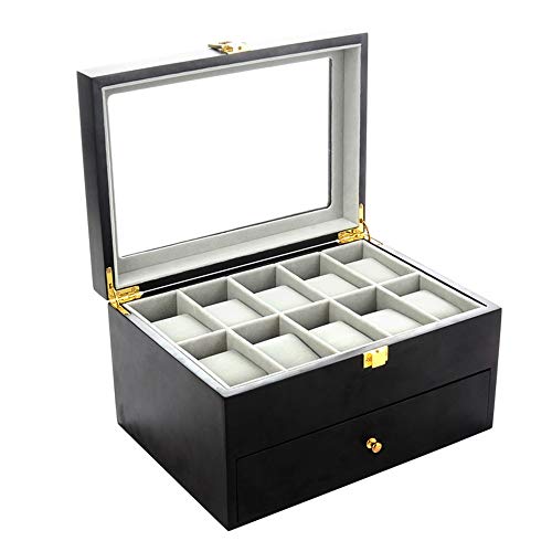 Caja de reloj La tapa de vidrio de 20 Pulsera bandeja relojes de pulsera pulsera de la joyería del sostenedor del Colecciones caja de reloj exhibición de la joyería caja de almacenamiento para colecci