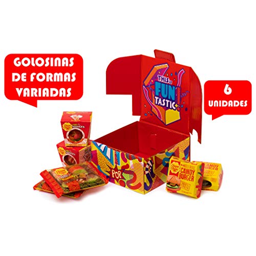 Caja Regalo Chupa Chups Candy Meals, Golosinas con formas de Sushi, Burger y Noodles, 6 unidades (Total: 680 gr.)