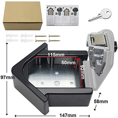 Caja Seguridad Llaves Grande Caja Llaves Combinacion Key Safe Box with 4 Dígitos Código, Almacenamiento Seguro para Llaves Caja Guarda Llaves Pared para Exterior, Casa, Garaje, Escuela, Negro