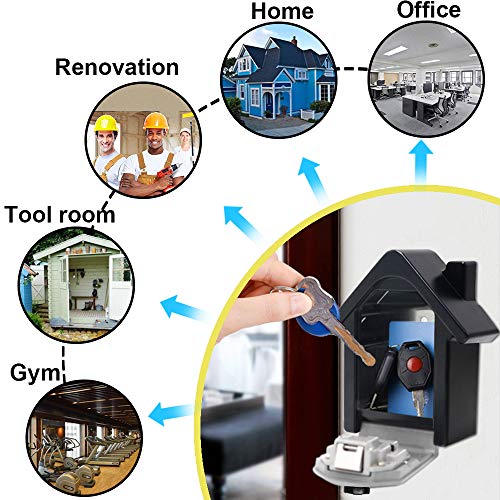 Caja Seguridad Llaves Grande Caja Llaves Combinacion Key Safe Box with 4 Dígitos Código, Almacenamiento Seguro para Llaves Caja Guarda Llaves Pared para Exterior, Casa, Garaje, Escuela, Negro