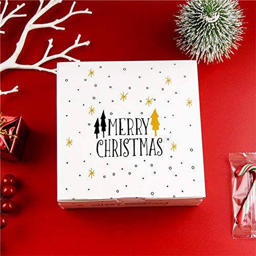 Cajas de regalo, Set de 12 piezas Cajas de regalo decorativas de cartón para vacaciones Cajas de dulces navideñas Patrón de Navidad y alces para pastel de pastel/galletas para Navidad, cumpleaños