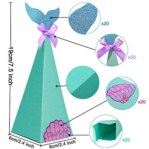 Cajas de Sirenas Cajas de Dulces Artículos de Fiesta Sirena DIY Manualidades Cajas Caja Caramelos de Sirenas para Fiesta de Cumpleaños, Graduación Bautismo, Baby Shower (Paquete de 20)