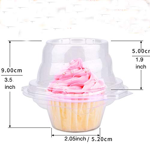 Cajas individuales para magdalenas, contenedor individual para cupcakes, caja de soporte para cupcakes, apilable, tapa profunda, plástico transparente, sin BPA, 25 unidades