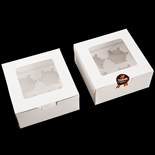 Cajas para Cupcakes, Diealles Muffin Cupcake Boxes for 4 cupcake, Paquete de 8, Blanco