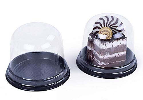 Cajas para tartas – Portabebés de plástico transparente – Recipiente individual para tartas – Caja de transporte para cupcakes, plástico, marrón, 3 inches