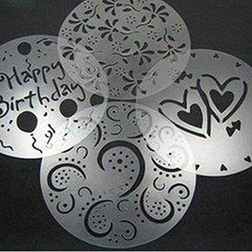 Cake Stencil Happy Birthday, Cupcake Stencils Decorating Flower Stencils Coffee Stencils Juego de 4