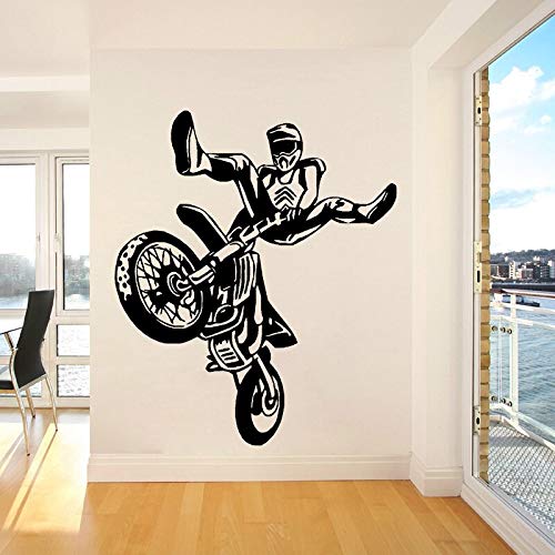 Calcomanía de pared de Motocross, truco, motocicleta, deportes, piloto, mano, ventana, pegatina, dormitorio de niños, sala de juegos, decoración del hogar, papel tapiz artístico