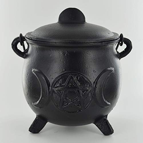 Caldero de hierro fundido Triple Moon X- Gran Bruja y Magia Accesorio para Wicca Potions Neopaganismo Regalo H21cm