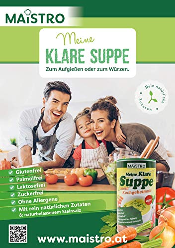 Caldo y condimentos vegetales veganos, sin desencadenantes de alergia, sin PALMÖL, simple, rápida y delicadamente preparada. Sopa de verduras de 220g/11. MAISTRO MKS-220g