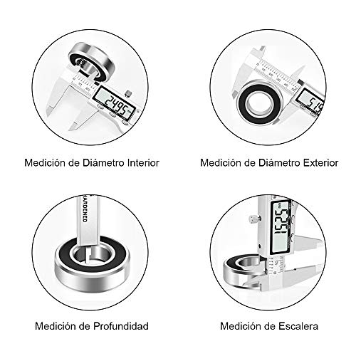 Calibre Digital, Qfun Pie de Rey 150mm/6Pulgadas Calibrador Profesional de Acero Inoxidable Impermeable con Gran Pantalla LCD, Precisión 0.01mm Medición de Diámetro Interior, Exterior, Profundidad