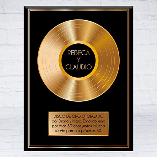 Calledelregalo Regalo Original: Disco de Oro Personalizado con Nombres y dedicatoria