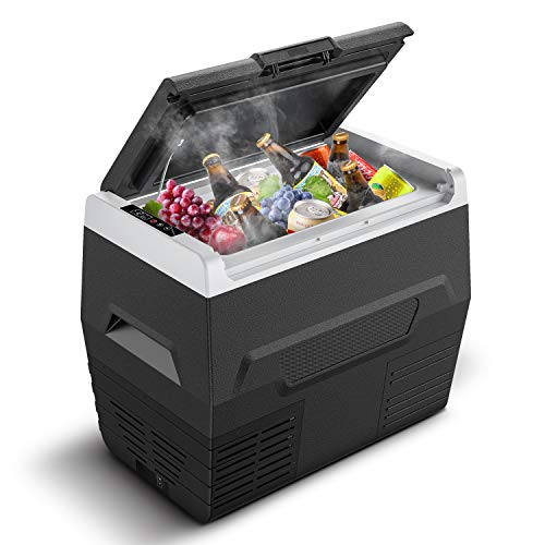 CALMDO 35L Nevera Portátil Eléctrica con Compresor, Mini Refrigerador de Coche con Pantalla LED, 12/24/220 V con Cable de CA y CC para Camping, Viajes, Picnic, Automóvil