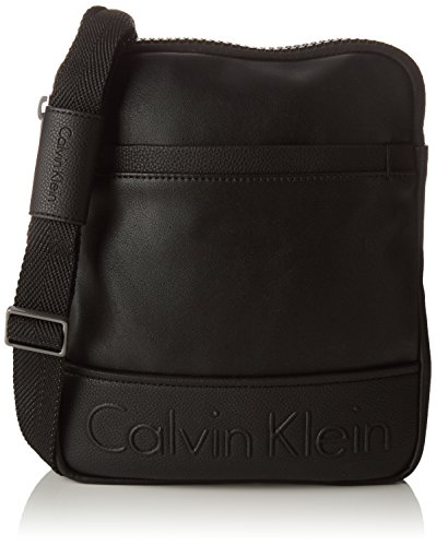 Calvin Klein Bennet Flat Crossove, 001, Os, Bolso bandolera para Hombre, Negro (Black), 3x20x25 cm (W x H x L)