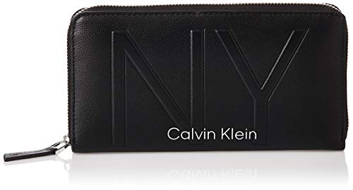 Calvin Klein - Shaped Lrg Ziparound, Carteras Mujer, Negro (Black), 14x3x22 cm (W x H L)