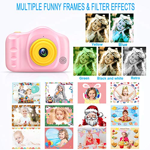 Cámara para Niños Infantil Cámara de Fotos Digital Cámara Juguete para Niños 3.5 Pulgadas 12MP 1080P HD Selfie Video Cámara Regalos Ideales para Niños Niñas de 3-10 Años con Tarjeta TF 32 GB (polvo)