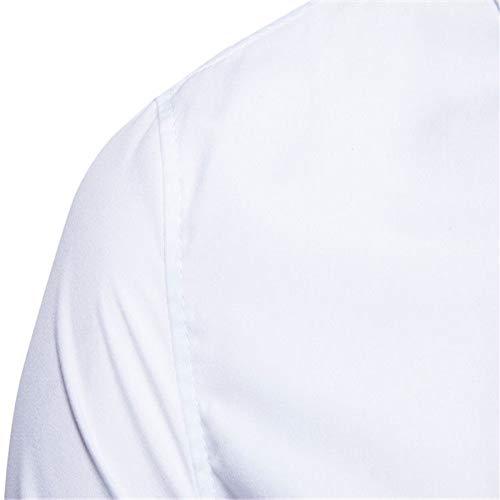 Camisa de Manga Larga Bordada para Hombre, diseño Urbano de Flores Sueltas Blanco Blanco XXL