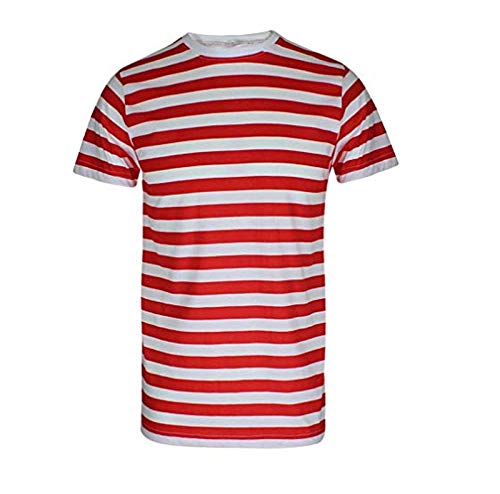 Camiseta de rayas para hombre, color rojo y negro y azul y negro Red/White Stripe T-Shirt M