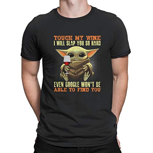 Camisetas divertidas – Baby Yoda Touch My Wine I Will Slap You So Hard Even Google Won't Be Able to Find You Gift Shirt