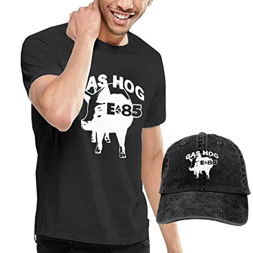 Camisetas y Tops Hombre Polos y Camisas, Gas Hog - E 85 Men's Short Sleeve T Shirt & Washed Adjustable Baseball Cap Hat