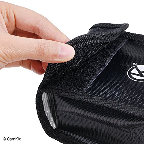 CAMKIX Bolsa de batería LiPo a Prueba de explosiones Compatible con dji Spark – Paquete de 2 – Seguridad y Almacenamiento Resistente al Fuego – para Carga y Transporte Seguros – hasta 4 baterías