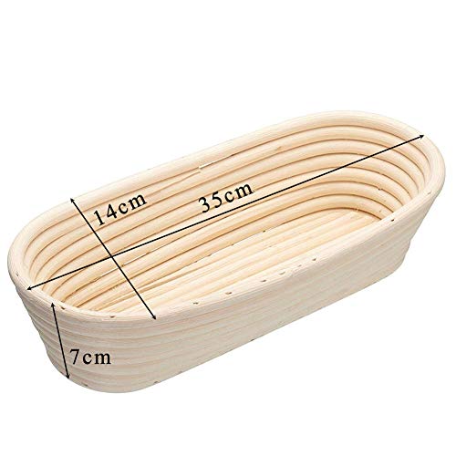 CAN_Deal 13,7" / 35cm Oval Banneton Brotform cuenco de ratán para masa de Pan Borradores de aumento(hasta 1000g) + Free liner