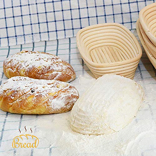 Canasta de Prueba de Pan, Canastas de Masa de Bambú de Ratán Hechas a Mano Para Hornear Pan de Banneton (Ovalo)