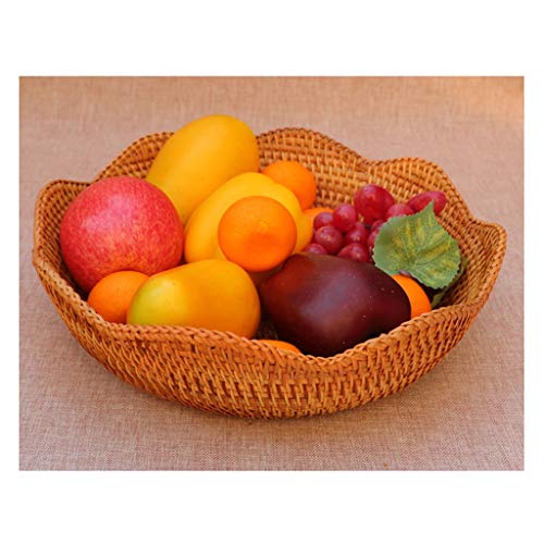 Canastas para Compras En forma de onda natural de ratán tejido a mano Bread Basket Fruit Basket fermentada pan Caja de almacenamiento cesta cesta de aperitivos Bandeja de picnic Cesta de la Compra