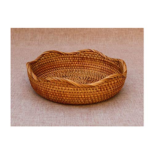 Canastas para Compras En forma de onda natural de ratán tejido a mano Bread Basket Fruit Basket fermentada pan Caja de almacenamiento cesta cesta de aperitivos Bandeja de picnic Cesta de la Compra