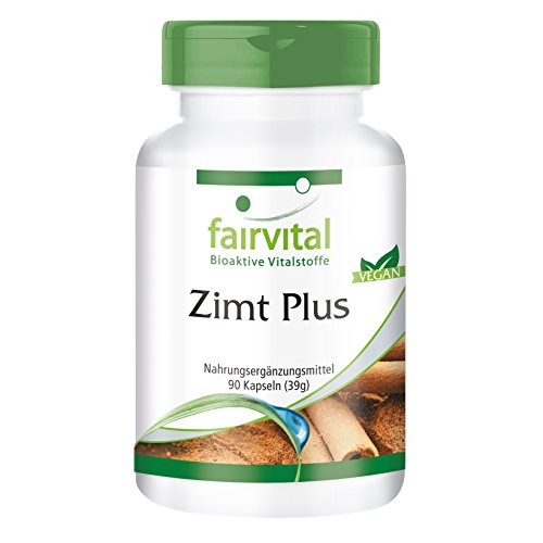 Canela Plus - Extracto de Canela + Cromo + Zinc - VEGANO - Dosis elevada - 90 Cápsulas - Calidad Alemana