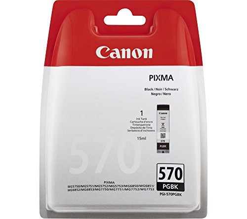 Canon PGI-570 Cartucho de tinta BK para Impresora de Inyeccion Pixma TS5050,5055,5053,5051,6050,6052,6051,8050,8053,8052,8051,9055,9050-MG5750,5751,5752,5753,6850,6851,6852,6853,7750,7751,7752,7753