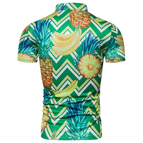 CAOQAO Camisa Hawaiana de Manga Corta para Hombre Patrón de Fruta Tropical