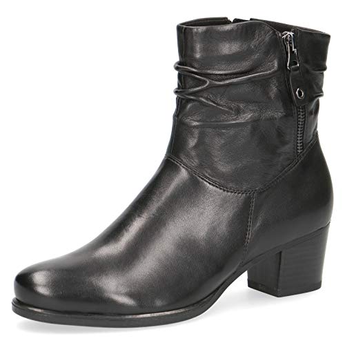 CAPRICE Mujer Botas, señora Botines,Botas,Bota,Botines,Botas de Las Mujeres,botín,Volantes,Cremallera,Black Soft NAP,38 EU / 5 UK