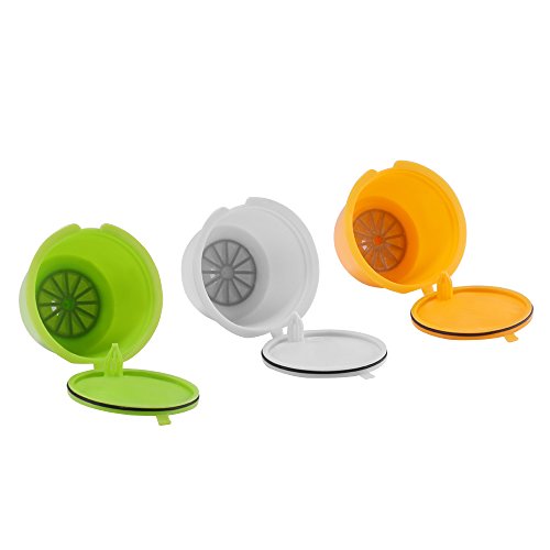 Capsulas Dolce Gusto Recargables, SUNJULY 3PCS Filtros reutilizables Compatibles Para Illy Cafetera para Nescafé Genio Piccolo Esperta Circolo (3 colores)