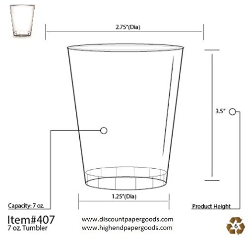 Carcasa rígida de plástico transparente vasos vasos – vasos (200 ml) – 60 unidades