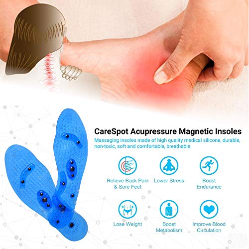 Carespot - Plantillas de acupresión magnética para masaje de pies, reflexología y fascitis plantar, apoyo para hombres y mujeres