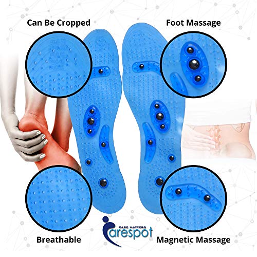 Carespot - Plantillas de acupresión magnética para masaje de pies, reflexología y fascitis plantar, apoyo para hombres y mujeres