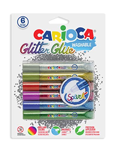 Carioca - Blister con 6 piezas, glitter glue (A77100010)