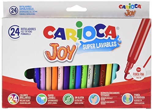 Carioca Joy - Rotuladores superlavables de punta fina, pack de 24 piezas, 2.6 mm