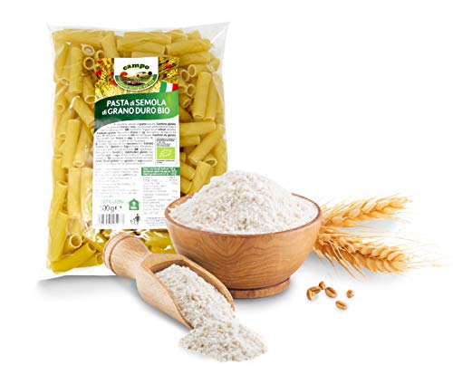 Carioni Food & Health Macarrones con sémola de Trigo Duro ecológica, Pasta Italiana Tortiglioni - 500 gr (Paquete de 12 Piezas)