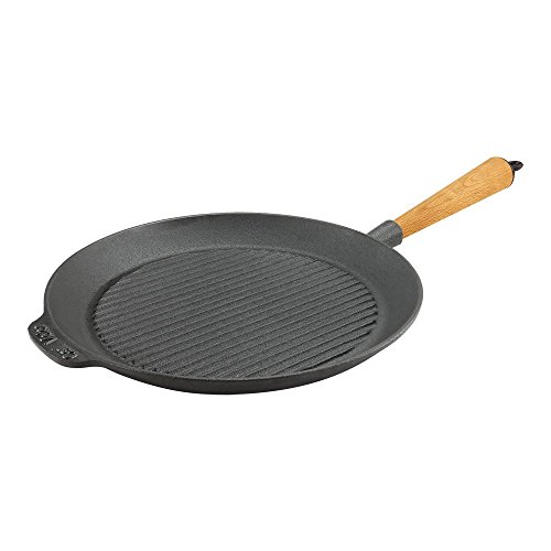 Carl Victor - Sartén Grill de Hierro Fundido 28 cm con Mango de Madera, Inducción