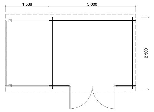 CARLSSON Maria - Techo para jardín con techo inclinado, grosor de pared de 28 mm (450 x 250 cm)