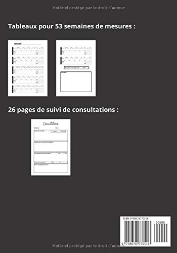 Carnet de suivi Santé: Carnet 3-en-1 pour le suivi de la glycémie, de la pression artérielle, du poids (y.c IMC & tour de taille) | Idéal pour ... 26 pages de suivi des consultations médicales