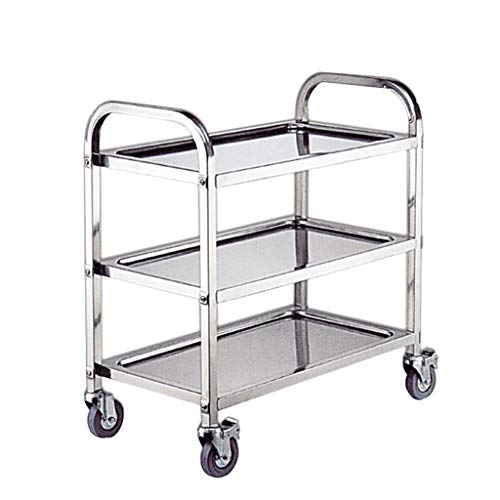 Carrito de Cocina de 3 Niveles Carrito de Servicio de Acero Inoxidable Carrito Carrito de Cocina Carrito de Limpieza para hostelería con Ruedas de Bloqueo Restaurante del Hotel Carrito de almacenami