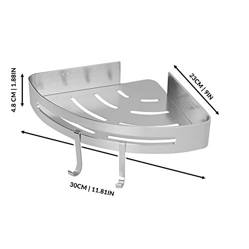 Carrito de ducha de esquina | Organizador de acero inoxidable | Almacenamiento de baño a prueba de herrumbre | Accesorios de baño | M&W (1 Nivel)